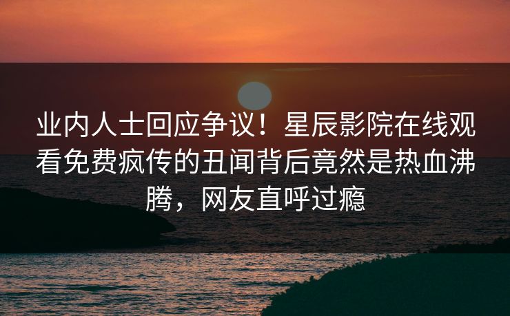 业内人士回应争议！星辰影院在线观看免费疯传的丑闻背后竟然是热血沸腾，网友直呼过瘾