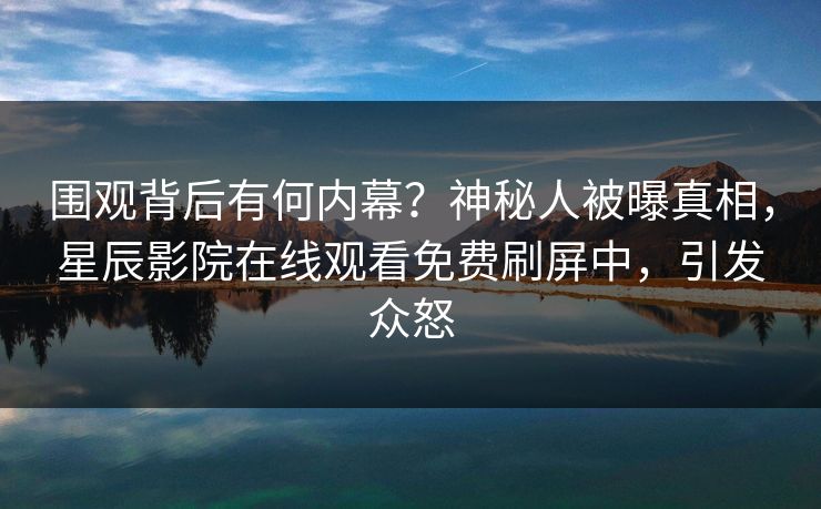 围观背后有何内幕？神秘人被曝真相，星辰影院在线观看免费刷屏中，引发众怒