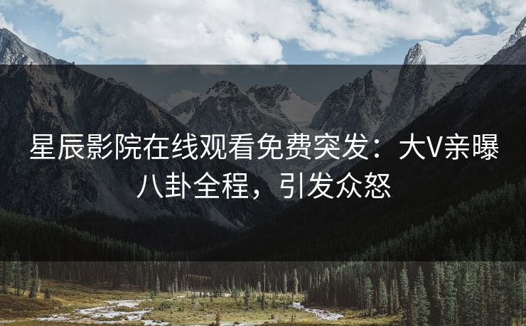 星辰影院在线观看免费突发：大V亲曝八卦全程，引发众怒