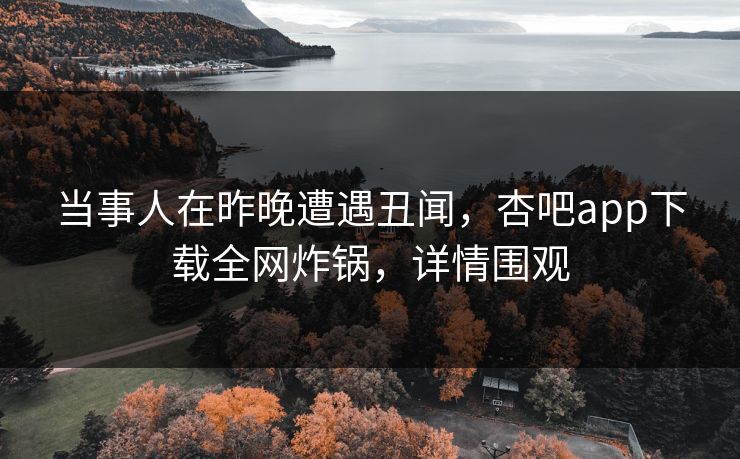 当事人在昨晚遭遇丑闻，杏吧app下载全网炸锅，详情围观