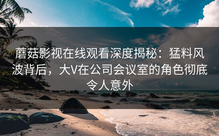 蘑菇影视在线观看深度揭秘：猛料风波背后，大V在公司会议室的角色彻底令人意外
