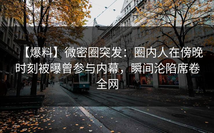 【爆料】微密圈突发：圈内人在傍晚时刻被曝曾参与内幕，瞬间沦陷席卷全网