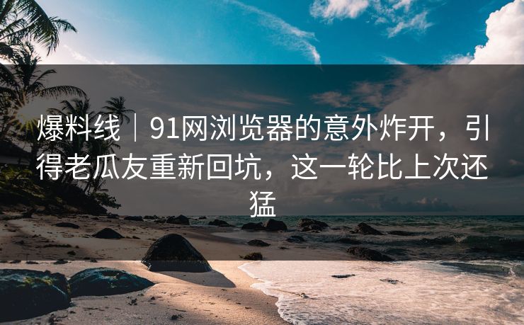 爆料线｜91网浏览器的意外炸开，引得老瓜友重新回坑，这一轮比上次还猛